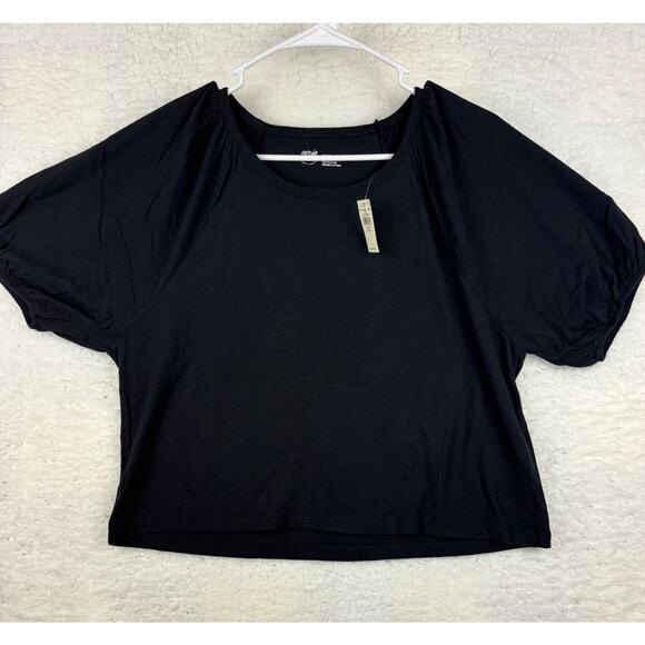 Aerie Black Puff Sleeve Crop Top | XS | 100% Cotton | NWT | Soft Grunge Aestheti - Picture 1 of 6